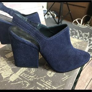 Rachel Comey Kai Navy Blue suede Wedge Slinback